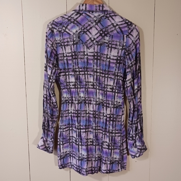 Rock 47 by wrangler purple plaid shirt - Picture 3 of 8